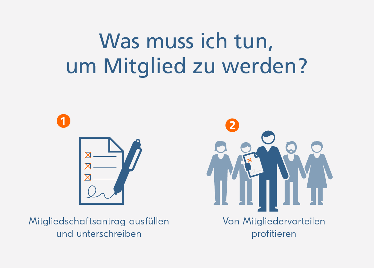 Mitglied werden 1. Sie lassen sich beraten. 2. Sie erklären Ihren Beitritt. 3. Sie profitieren von den Vorteilen einer Mitgliedschaft bei uns.